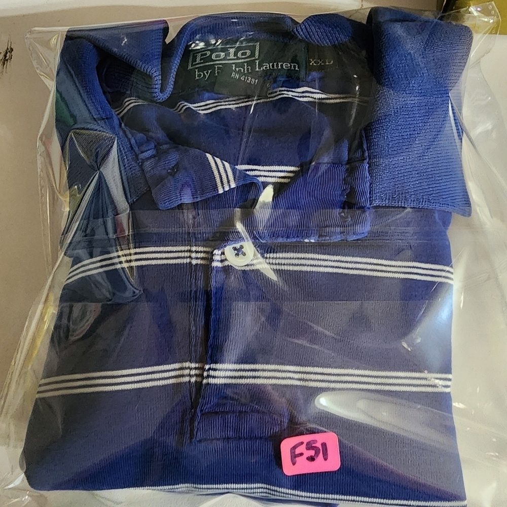 Polo Ralph Lauren Polo Shirt Men's XXL Blue White Stripes Golf 2XL - Picture 8 of 8
